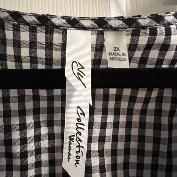 NY Collection Plus Size Cotton Gingham Wrap Dress – Size 2X - Picture 6 of 10